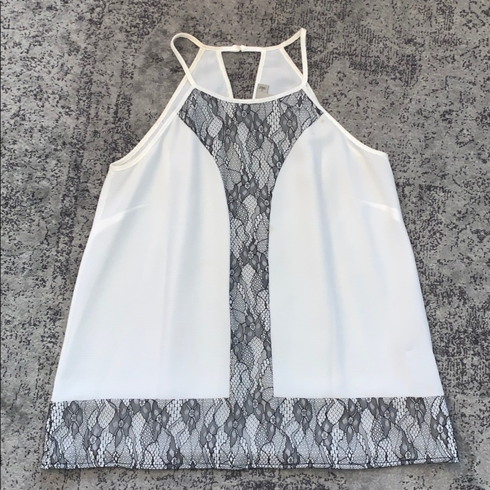 Black and white lace detail racerback top
